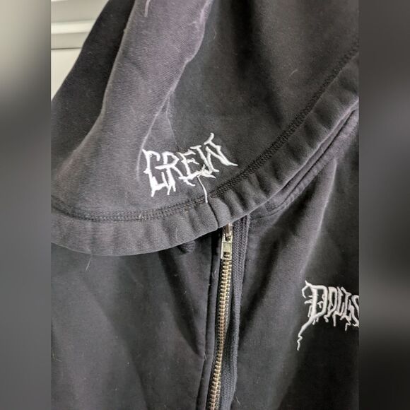 Dolls Kill X Current Mood Colab Medium Embroidered Exclusive Crew Black Hoodie. - Picture 3 of 6